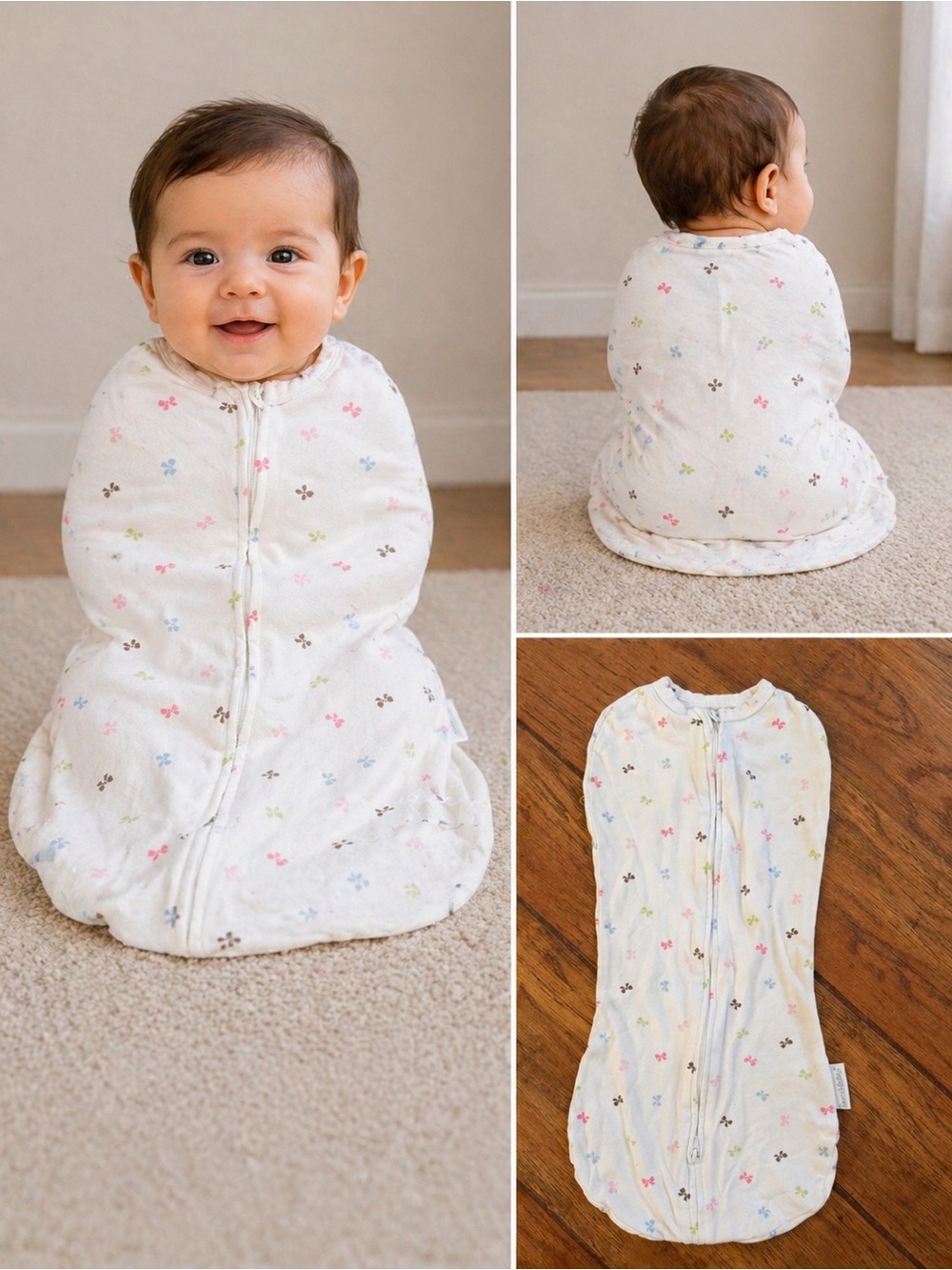 SwaddleMe White Baby Swaddle Sack with Pastel Floral Prints